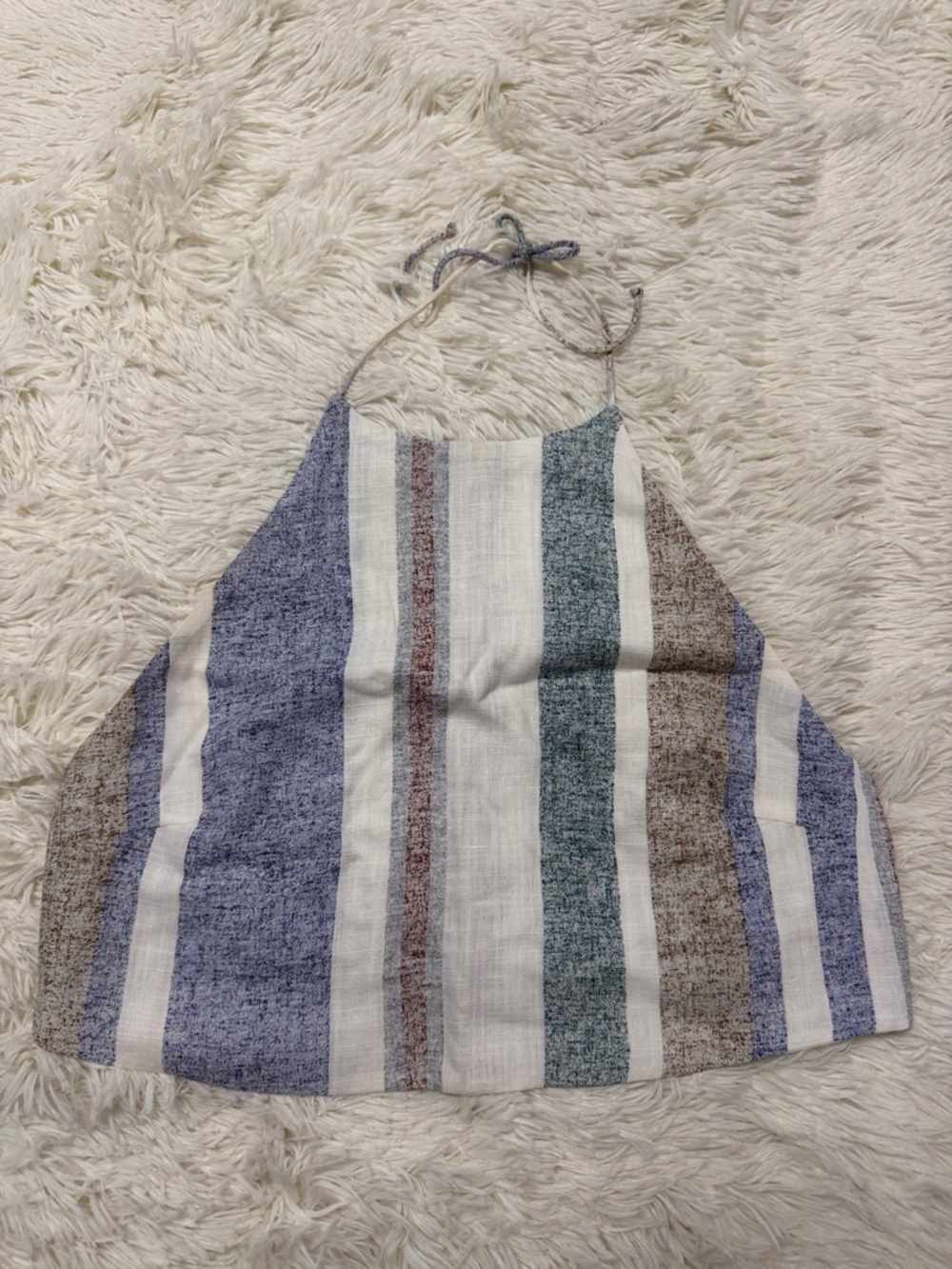 Zara Striped Halter Top in Blue, Green & Brown